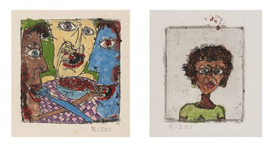 Lot 83 - James Rizzi (1950-2011) BOWL OF CHERRIES; GIRL...