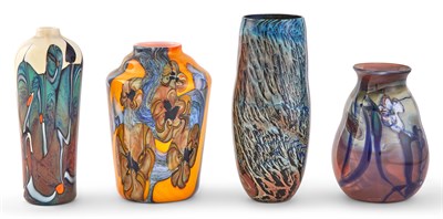 Lot 328 - Group of Four Studio Glass Vases Circa 1977-83...