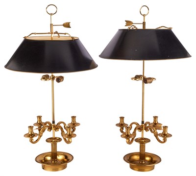 Lot 185 - Pair of Large Louis XV Style Brass Bouillotte...
