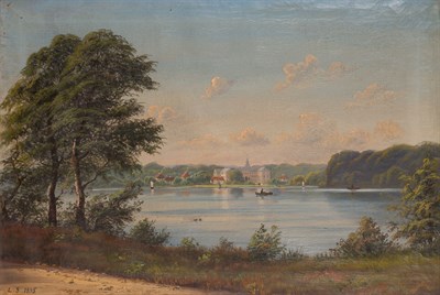Lot 41 - European School 19th Century Lake Vista Oil on...