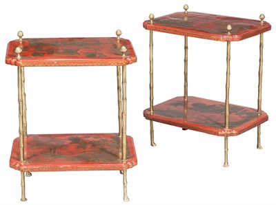Lot 201 - Pair of Red Lacquer and Parcel-Gilt Two-Tier...