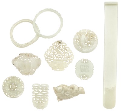 Lot 567 - Group of Ten Chinese White Jade Carvings Qing...