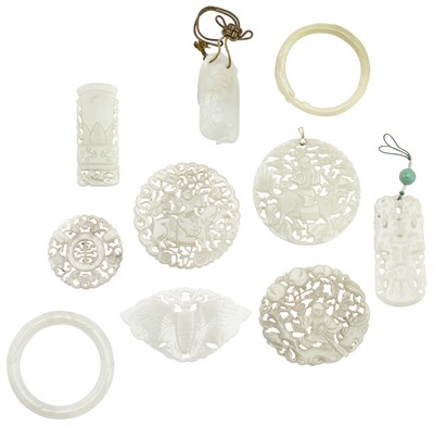 Lot 559 - Group of Ten Chinese White Jade Carvings Qing...