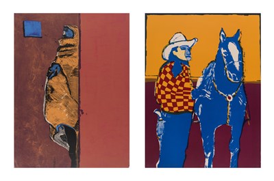 Lot 76 - Fritz Scholder (1937-2005) INDIAN AND BLUE...