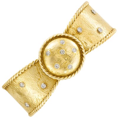 Lot 82 - Gold and Diamond Bangle-Watch