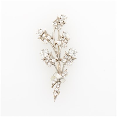 Lot 134 - Platinum and Diamond Bouquet Brooch