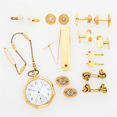 Lot 144 - Group of Gentleman's Gold Jewelry