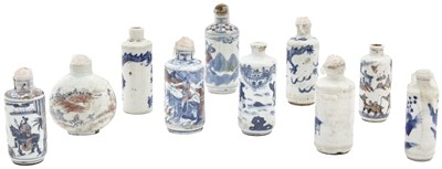 Lot 29 - Ten Chinese Blue and White Porcelain Snuff...