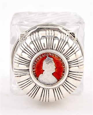Lot 117 - Fabergé Silver-Mounted Glass Flacon Workmaster...
