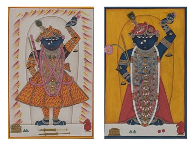 Lot 333 - Two Indian Nathdwara Painted Miniatures of...