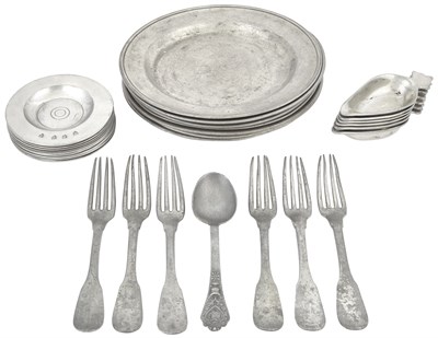 Lot 282 - Group of Pewter Table Articles Primarily 19th...