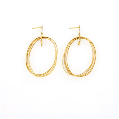 Lot 1048 - Coomi Pair of High Karat Gold and Diamond Hoop Earrings