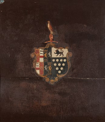 Lot 371 - Painted Coat of Arms on Panel 19th century...