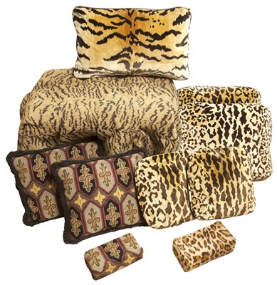 Lot 160 - Tiger-Printed Fabric-Draped Upholstered Stool...