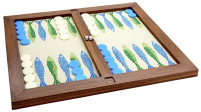 Lot 274 - Stained Wood and Needlepoint Backgammon Board...