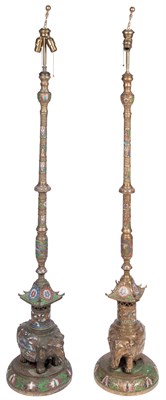 Lot 105 - Pair of Chinese Gilt and Champlevé Enameled...