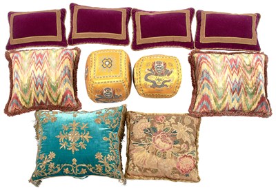 Lot 118 - Group of Ten Custom-Made Upholstered Throw...