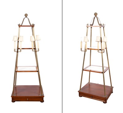 Lot 276 - Pair of Hollywood Regency Style Brass, Stained...