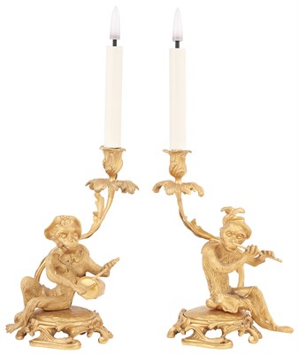 Lot 187 - Pair of Louis XV Style Gilt-Bronze Singerie...