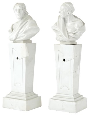 Lot 160 - Pair of Vienna White Glazed Porcelain Busts of...