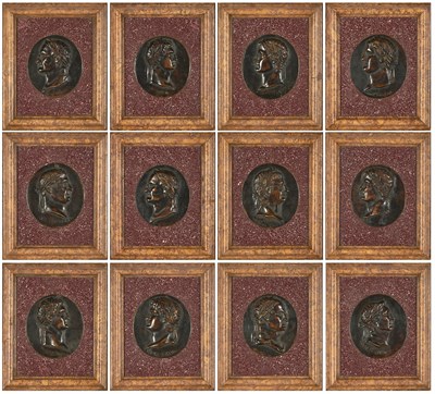 Lot 226 - Set of Twelve Patinated-Bronze Relief...