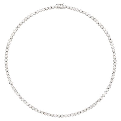 Lot 1046 - White Gold and Diamond Necklace