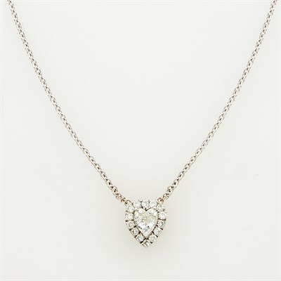 Lot 107 - White Gold and Diamond Heart Pendant with Chain Necklace