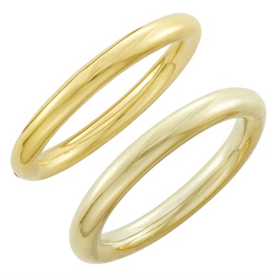 Lot 1291 - Pair of Yellow and White Gold Bangle Bracelets
