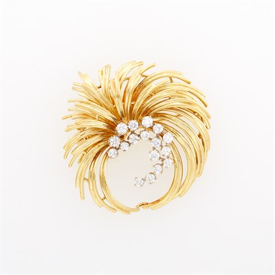 Lot 222 - Two-Color Gold and Diamond Spray Brooch