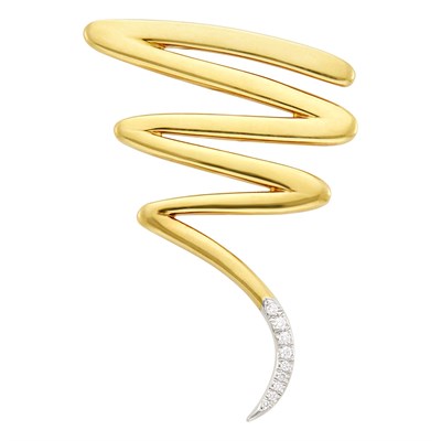 Lot 5 - Tiffany & Co., Paloma Picasso Gold, Platinum and Diamond 'Zig Zag Scribble' Brooch