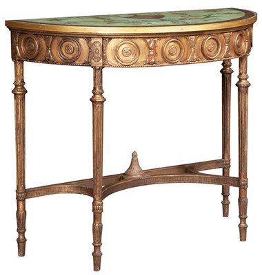 Lot 136 - George III Style Green-Painted Demilune Table...