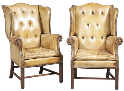 Lot 333 - Pair of George III Style Leather-Upholstered...