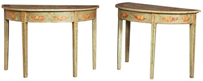 Lot 125 - Pair of George III Style Painted Demilune...