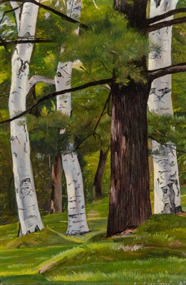 Lot 1071 - Luigi Lucioni American, 1900-1988 Birches and...