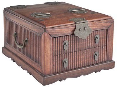 Lot 173 - A Chinese Hardwood Dressing Box Late Qing...