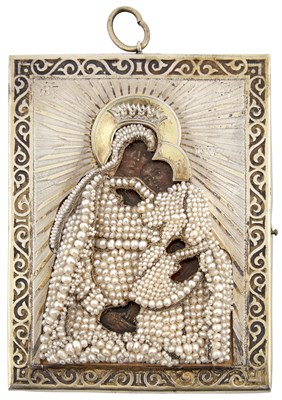 Lot 129 - Russian Silver-Gilt Icon of the Mother of God...