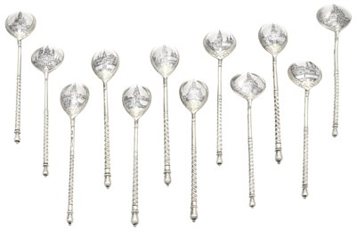 Lot 144 - Assembled Set of Twelve Russian Silver and...