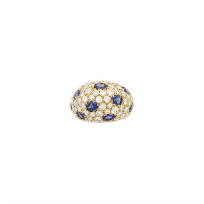 Lot 67 - Gold, Sapphire and Diamond Bombé Ring, France