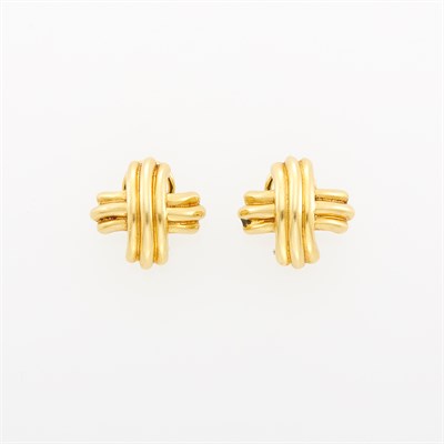 Lot 3 - Tiffany & Co. Pair of Gold 'X' Earclips