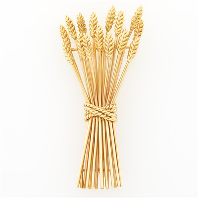 Lot 85 - Tiffany & Co. Gold Wheat Sheaf Brooch