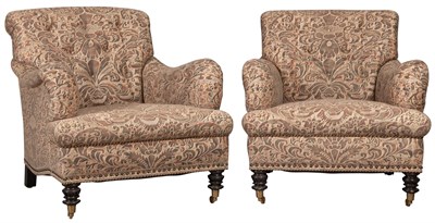 Lot 238 - Pair of Button-Tufted Club Chairs in Fortuny...