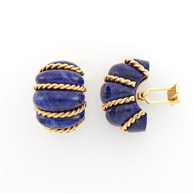 Lot 16 - Pair of Gold and Sodalite Shrimp Cufflinks