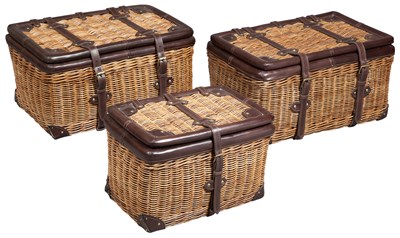Lot 248 - Three Pierre Deux Leather-Trimmed Wicker...