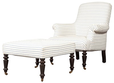 Lot 245 - Upholstered Stained Wood Club Chair and...