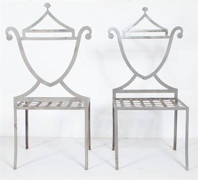 Lot 269 - Pair of Patinated Metal Garden Side Chairs...