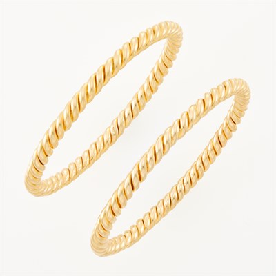 Lot 1037 - Pair of Gold Bangle Bracelets