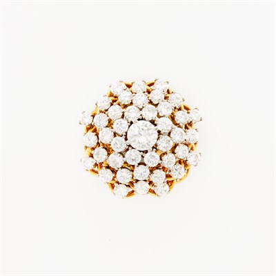 Lot 1026 - Two-Color Gold and Diamond Cluster Dome Ring