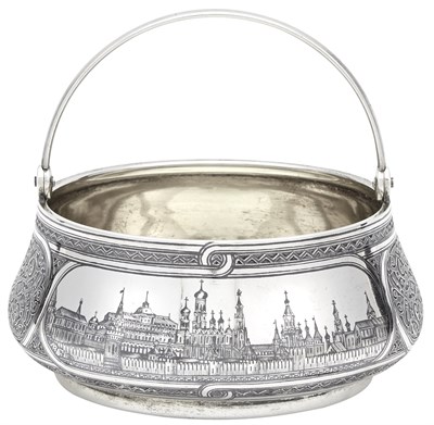 Lot 143 - Russian Silver and Niello Sugar Basket Sazikov,...