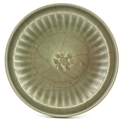 Lot 91 - A Chinese Longquan Celadon Dish Yuan-Ming...