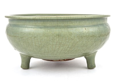 Lot 90 - A Large Chinese Longquan Celadon Tripod Censer...